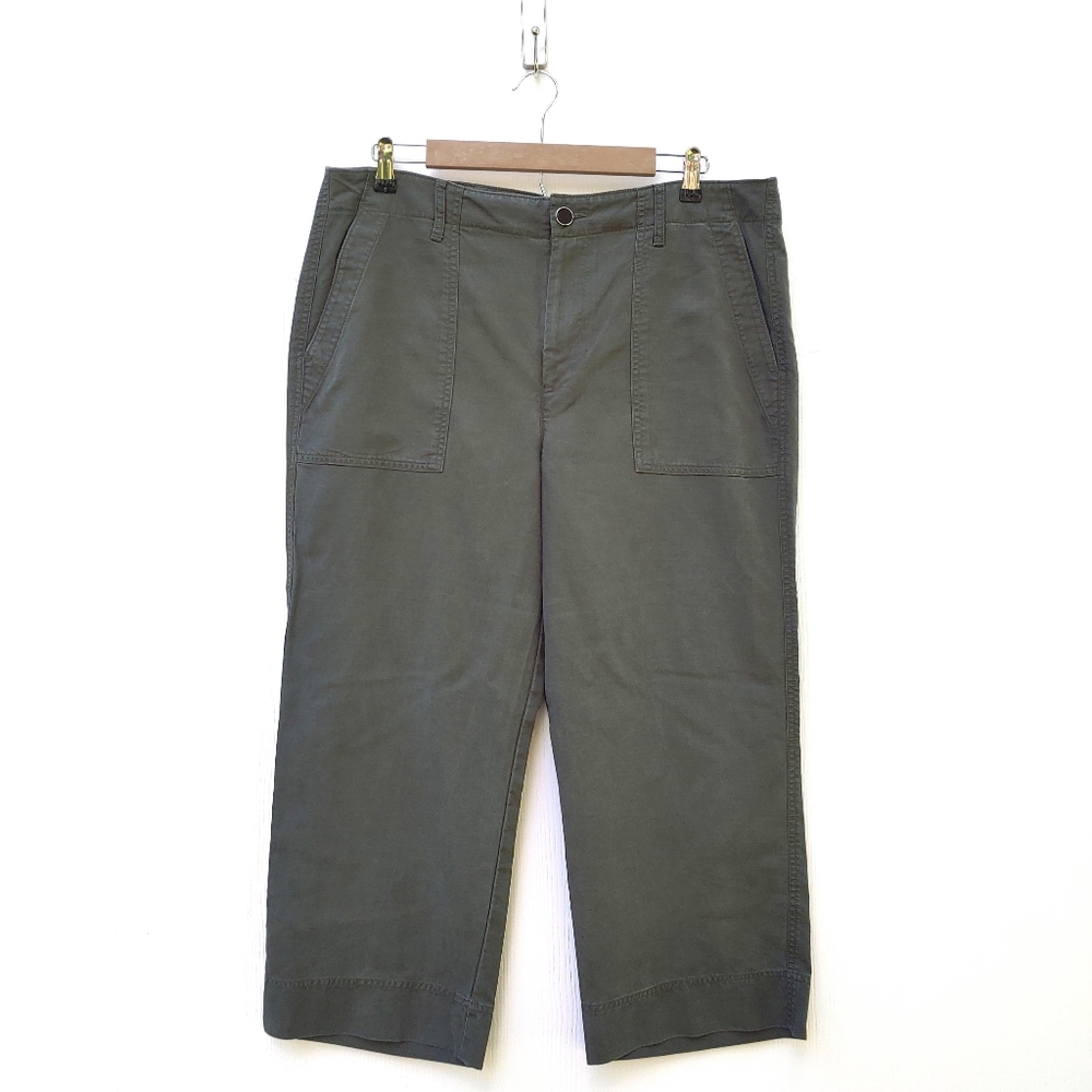 Lauren Ralph Lauren Green Lyocell Lightweight Crop Pants Sz 14 - Picture 2 of 8